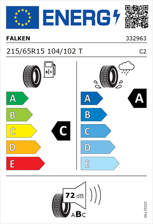 Tyre Label for Falken Linam VAN01 215/65R15 104/102T