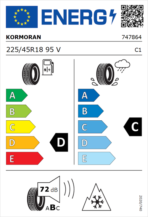 Tyre Label for Kormoran Snow 225/45R18 95V