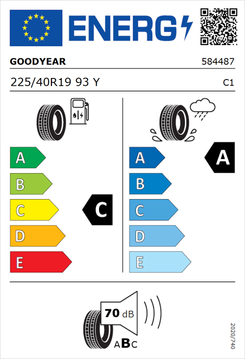 Tyre Label for Goodyear Eagle F1 Asymmetric 6 225/40R19 93Y