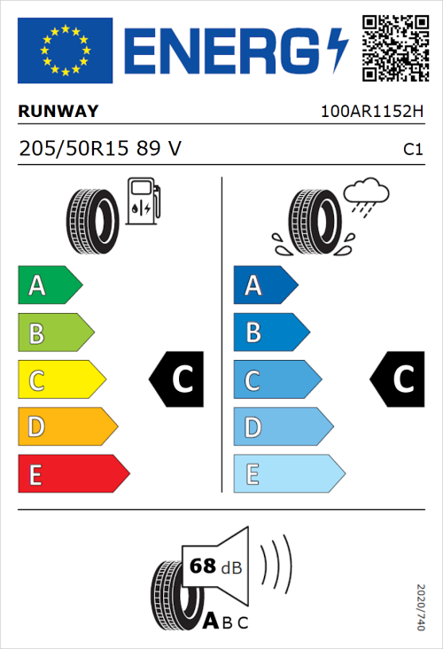 Tyre Label for Runway Enduro HP 205/50R15 89V
